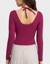 Halter Neck Long Sleeve Sporty Top