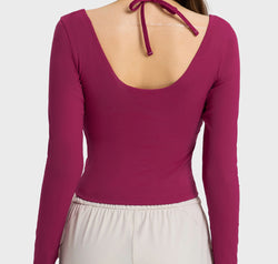 Halter Neck Long Sleeve Sporty Top