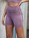 Exposed Seam Decorative Button Yoga Shorts