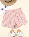 Striped Frayed Hem Paperbag Shorts