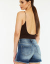 Kancan High Waist Raw Hem Denim Shorts