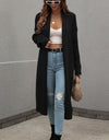 Waffle Knit Open Front Duster Cardigan With Pockets