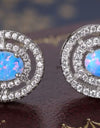 925 Sterling Silver Opal Round Stud Earrings