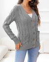 Button Down Cable-Knit Cardigan