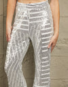 Double Take Sequin High Waist Flared Pants