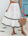 Tied Contrast Trim High Waist Skirt