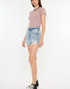 Kancan Distressed High Waist Denim Shorts with Pockets