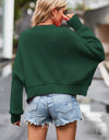 Round Neck Drop Shoulder Long Sleeve Sweater