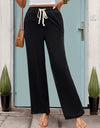 Drawstring High Waist Straight Pants