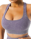 Ribbed Scoop Neck Sleeveless Sports Bra