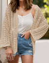 Openwork Open Front Dropped Shoulder Cardigan