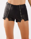 Full Size Zip-Up Slit Shorts