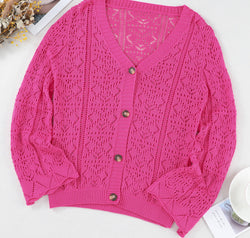 Openwork Button Down Cardigan