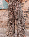 Leopard Drawstring Wide Leg Pants