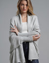 Dolman Sleeve Open Front Ribbed Trim Longline Cardigan