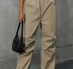Pocketed Elastic Waist Pants