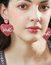 LOVE Beaded Heart Earrings