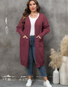 Plus Size Long Sleeve Pocketed Cardigan