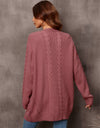 Warm Fall Mixed Knit Open Front Longline Cardigan