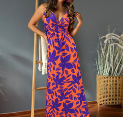 Twisted Printed V-Neck Cami Dress