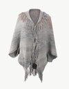 Multicolored Fringe Trim Poncho