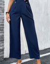 High-Rise Pleated Waist Wide Leg Pants