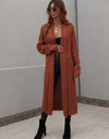 Waffle Knit Open Front Duster Cardigan With Pockets