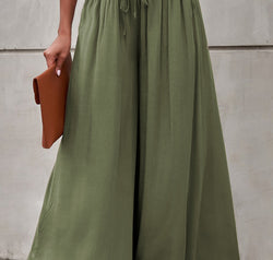 Drawstring Waist Wide Leg Pants