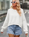 Round Neck Drop Shoulder Long Sleeve Sweater