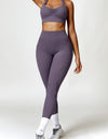 Ruched Halter Neck Bra and Pocketed Leggings Active Set