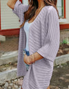 Striped Open Front Knit Cardigan