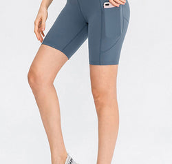 Wide Waistband Sports Shorts with Pockets