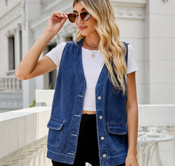 Button Down Denim Vest