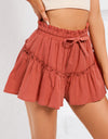 Frill Trim Tie Waist Shorts