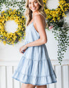 Spaghetti Strap Tiered Denim Dress