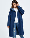 Button Up Dropped Shoulder Hooded Denim Top