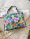 Printed Canvas Handbag with Zipper