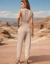 Perfee Tied Surplice Sleeveless Jumpsuit