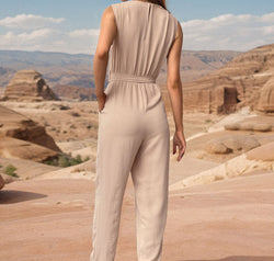 Perfee Tied Surplice Sleeveless Jumpsuit