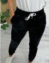 Wide Waistband Drawstring Cropped Joggers