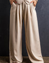 Ruched Wide Leg Pants with Pockets