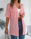 Openwork Open Front Half Sleeve Cardigan