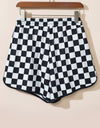 Drawstring Checkered Shorts with Pockets