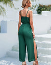 Tie Belt Spaghetti Strap Slit Jumpsuit