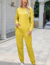 Round Neck Top and Drawstring Pants Lounge Set