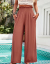 Smocked Wide Leg Pants with Pockets