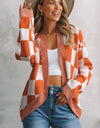 Plaid Open Front Dropped Shoulder Cardigan