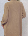 Open Front Rib-Knit Cardigan with Pockets