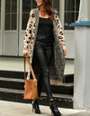 Leopard Hooded Cardigan with Pockets