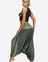 Printed Smocked Waist Harem Pants